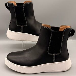 Women's F Mode Contrast Stitch Flatform Chelsea Boots